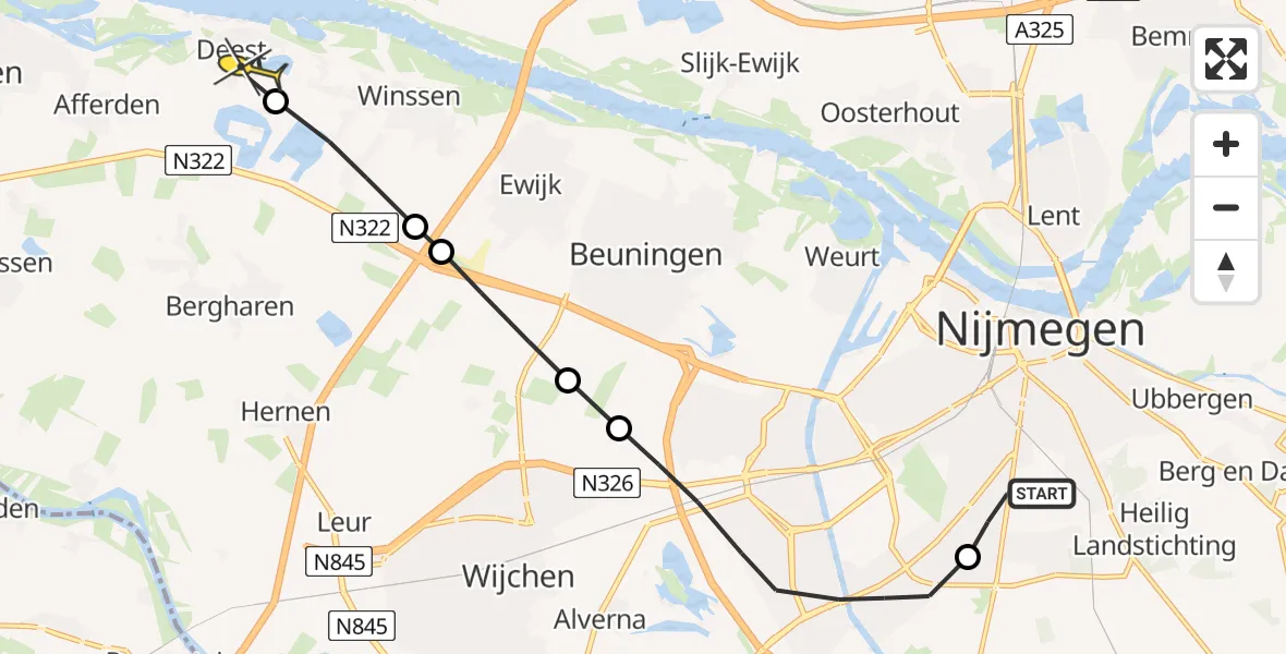 Routekaart van de vlucht: Lifeliner 3 naar Deest, Weidestraat