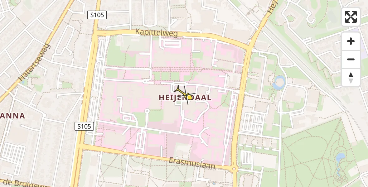 Vluchtroute Traumahelikopter van Radboud Universitair Medisch Centrum naar Radboud Universitair Medisch Centrum