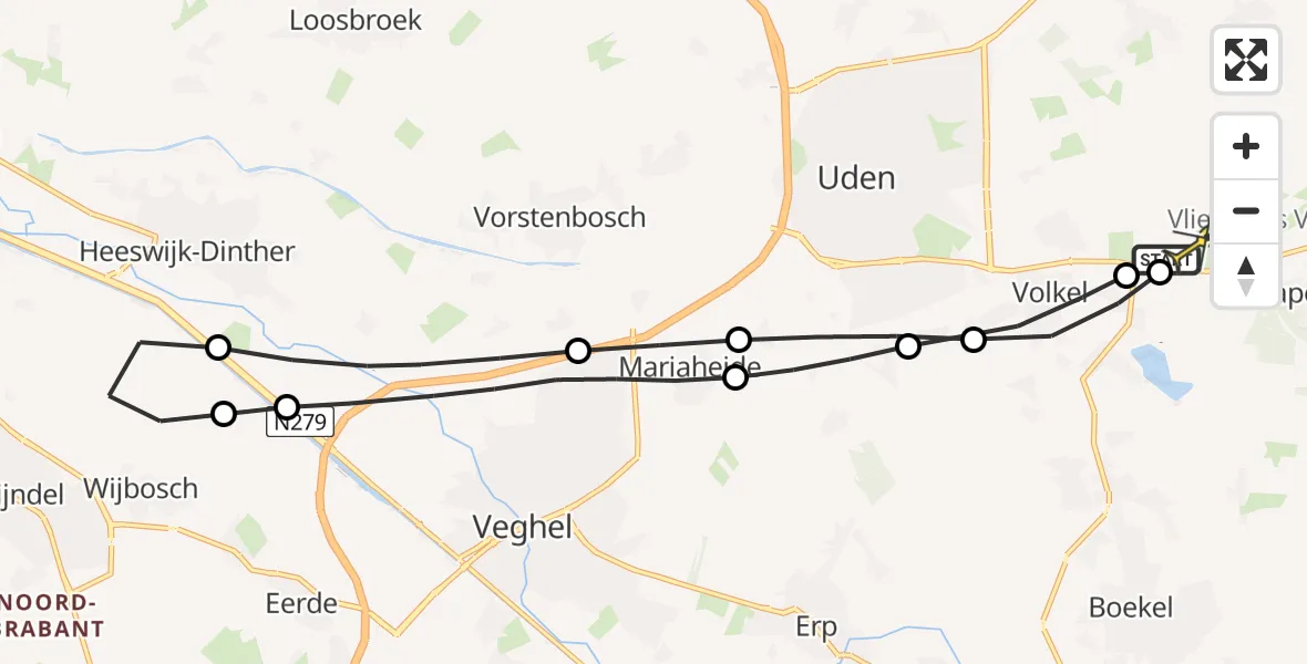 Routekaart van de vlucht: Lifeliner 3 naar Vliegbasis Volkel, Snoekstraat