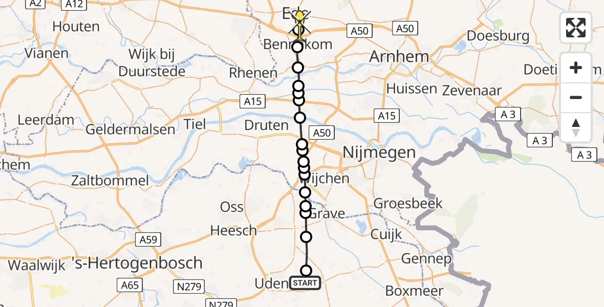 Routekaart van de vlucht: Lifeliner 3 naar Ede, Bovenste Trent