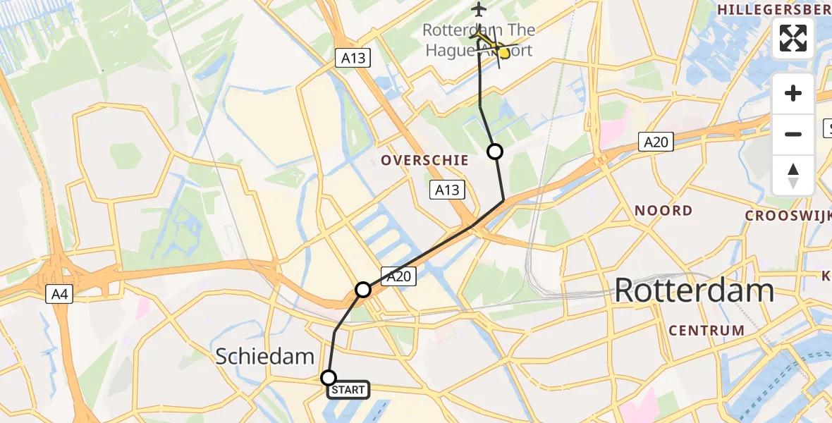 Routekaart van de vlucht: Lifeliner 2 naar Rotterdam The Hague Airport, Matlingeweg