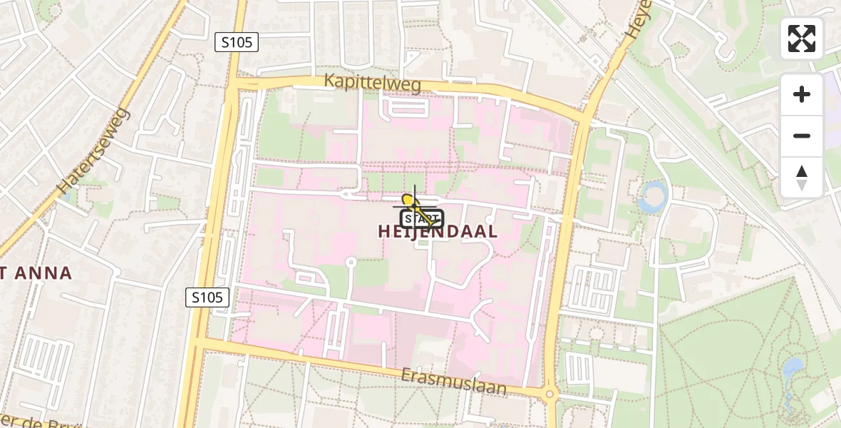 Routekaart van de vlucht: Traumahelikopter naar Radboud Universitair Medisch Centrum, Geert Grooteplein Zuid