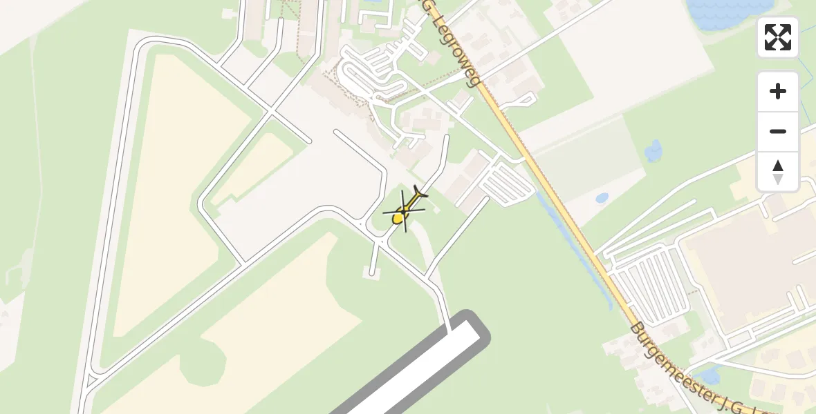Vluchtroute Traumahelikopter van Groningen Airport Eelde naar Groningen Airport Eelde