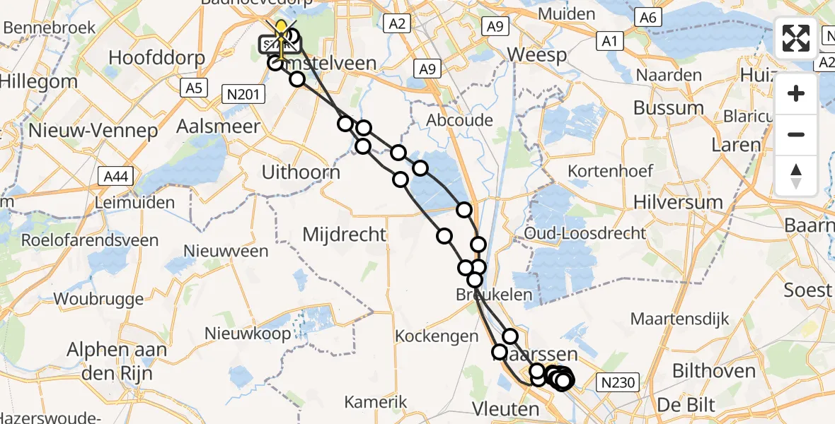 Routekaart van de vlucht: Politieheli naar Schiphol, Westerkimweg