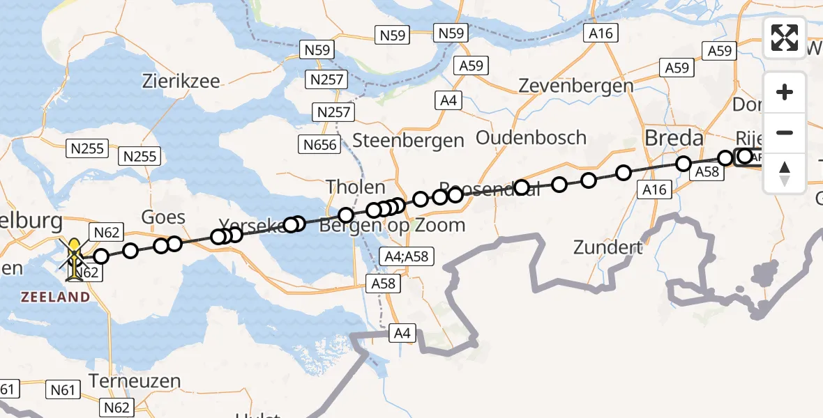 Routekaart van de vlucht: Lifeliner 2 naar Nieuwdorp, Broekstraat