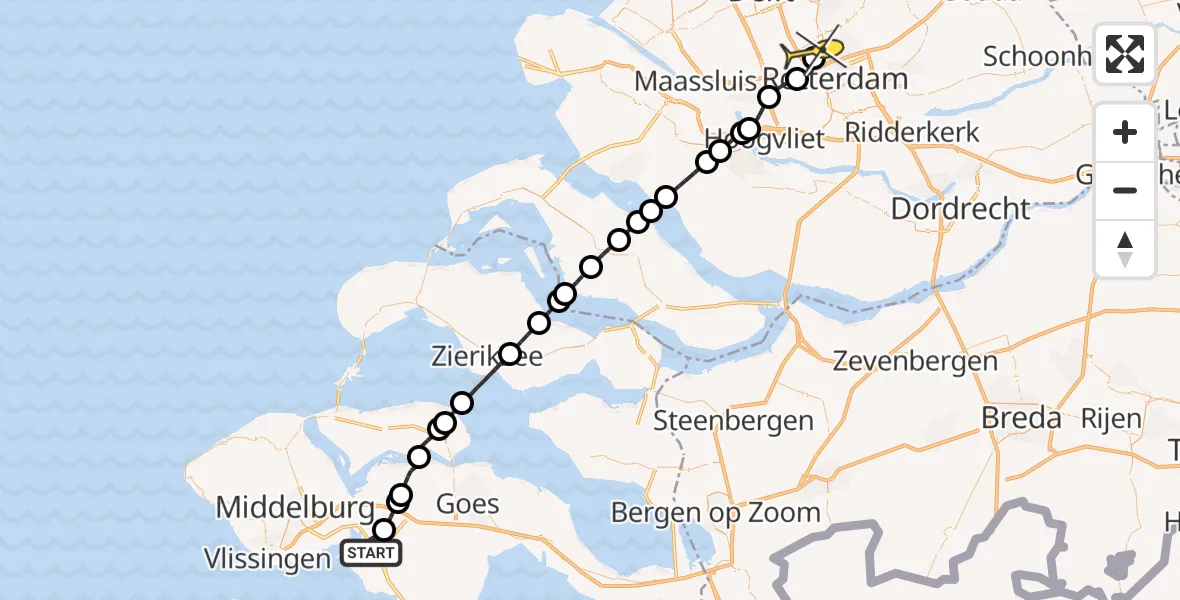 Routekaart van de vlucht: Lifeliner 2 naar Rotterdam The Hague Airport, Frankrijkweg