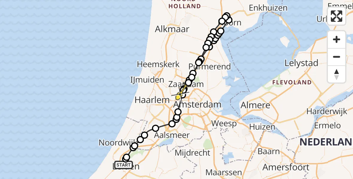 Routekaart van de vlucht: Lifeliner 1 naar Amsterdam Heliport, Van Beuningenlaan