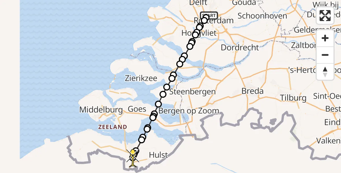 Routekaart van de vlucht: Lifeliner 2 naar Westdorpe, Verlaatstraat