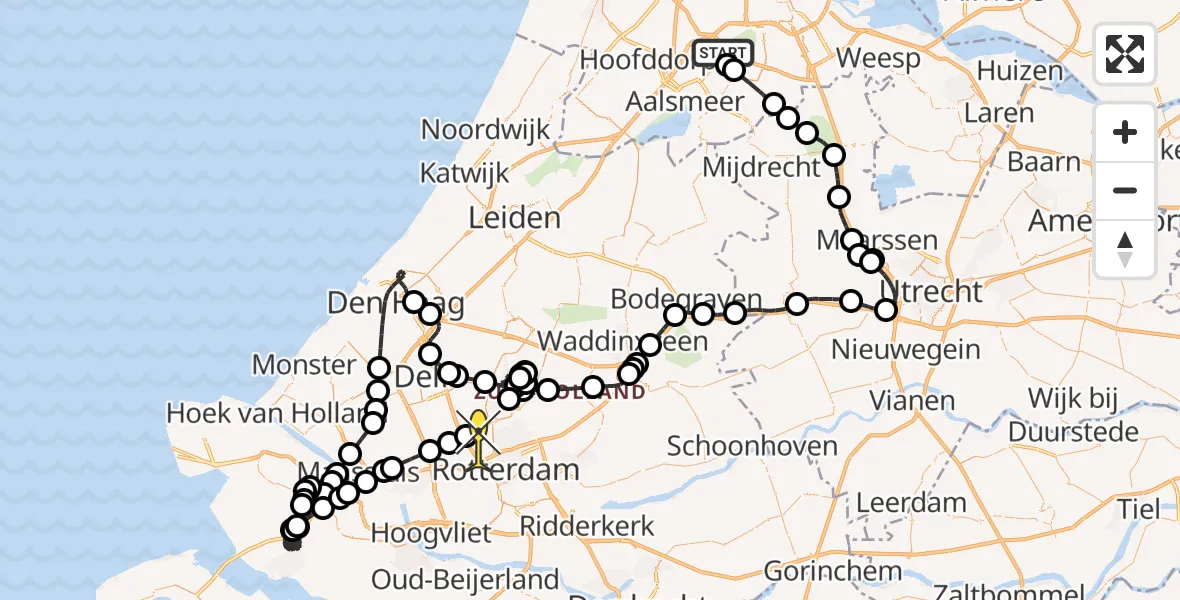 Routekaart van de vlucht: Politieheli naar Rotterdam The Hague Airport, Halim P.K. straat