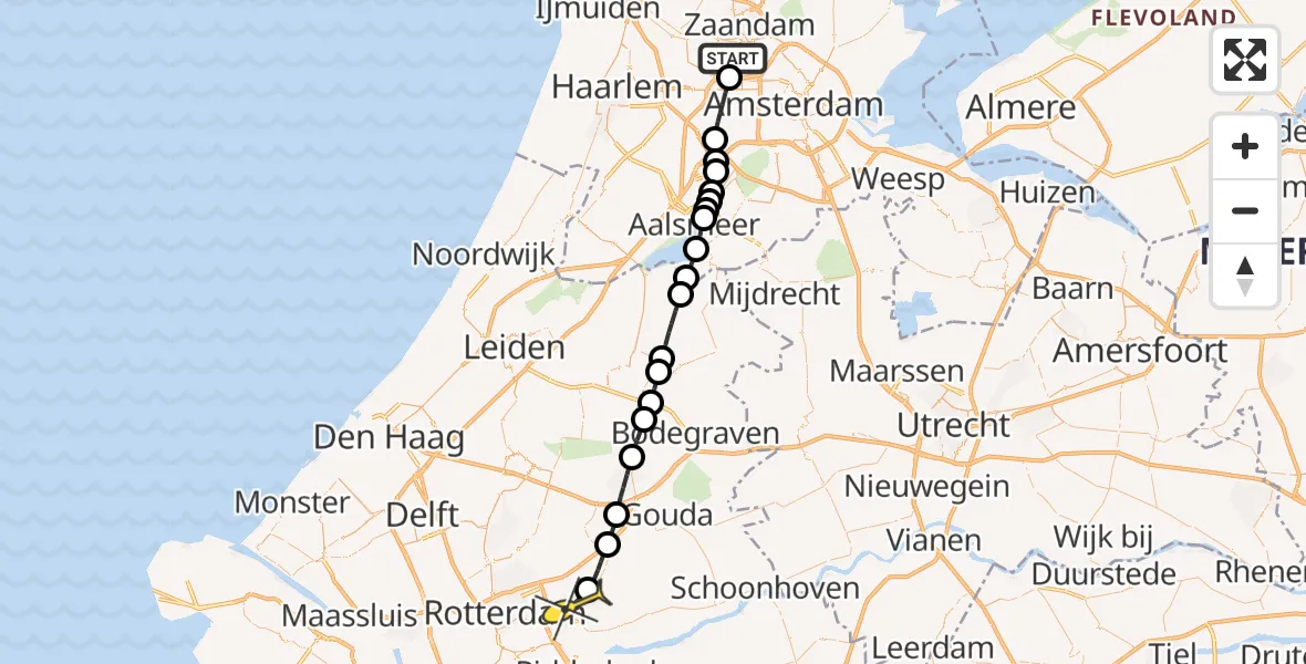 Routekaart van de vlucht: Lifeliner 1 naar Capelle aan den IJssel, Hornweg