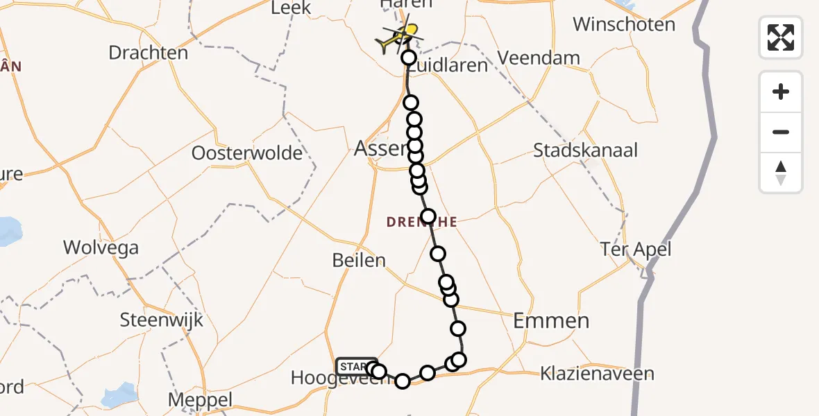 Routekaart van de vlucht: Lifeliner 4 naar Groningen Airport Eelde, Zeppelinstraat