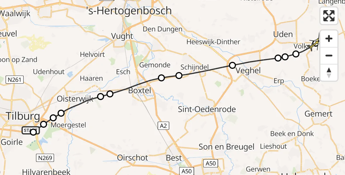 Routekaart van de vlucht: Lifeliner 3 naar Vliegbasis Volkel, Ambrosiusweg