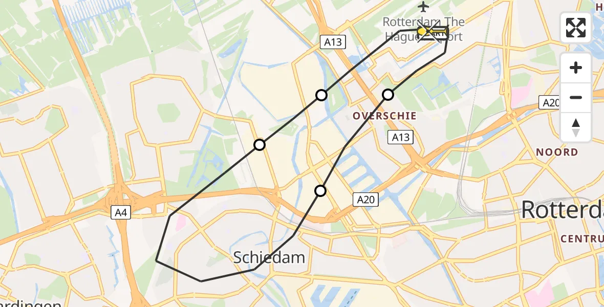 Routekaart van de vlucht: Lifeliner 2 naar Rotterdam The Hague Airport, Zaventembaan