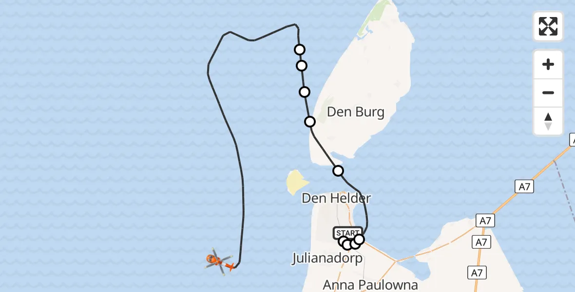Vluchtroute Kustwachthelikopter Vliegveld De Kooy - , 30 mei 2024, 14:11
