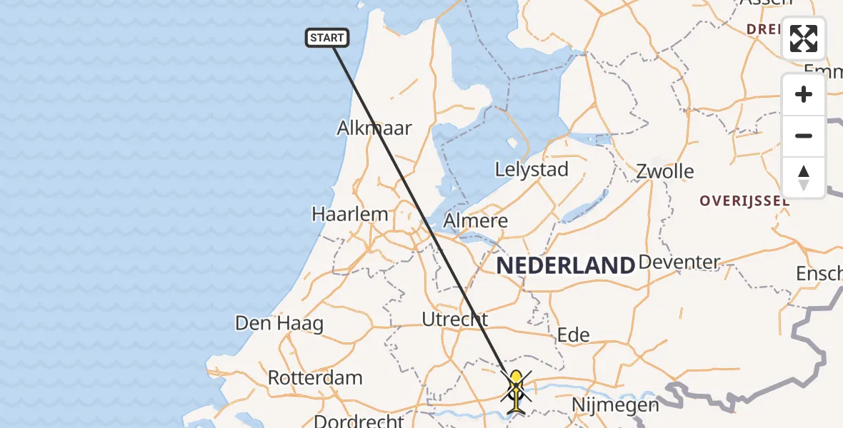 Routekaart van de vlucht: Kustwachthelikopter naar Tiel, Schaarsdijkweg