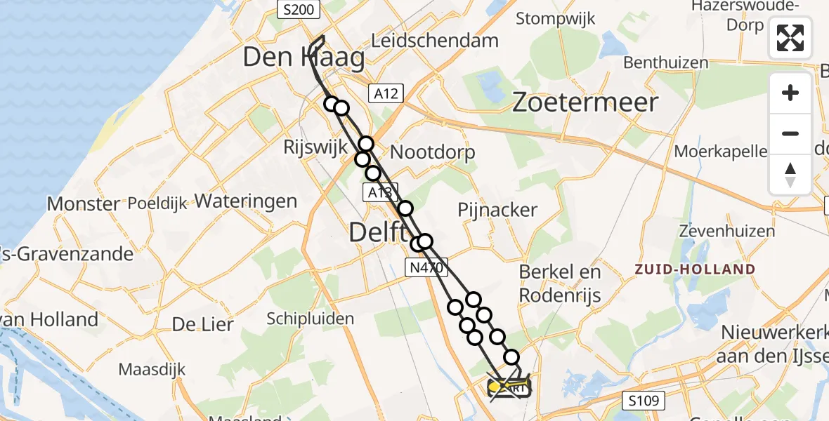 Routekaart van de vlucht: Lifeliner 2 naar Rotterdam The Hague Airport, Brandenburgbaan