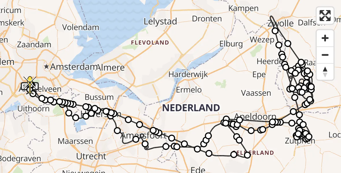 Vluchtroute Politiehelikopter van Schiphol naar Schiphol