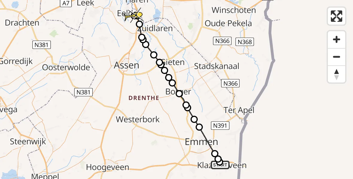 Routekaart van de vlucht: Lifeliner 4 naar Groningen Airport Eelde, Machlaan