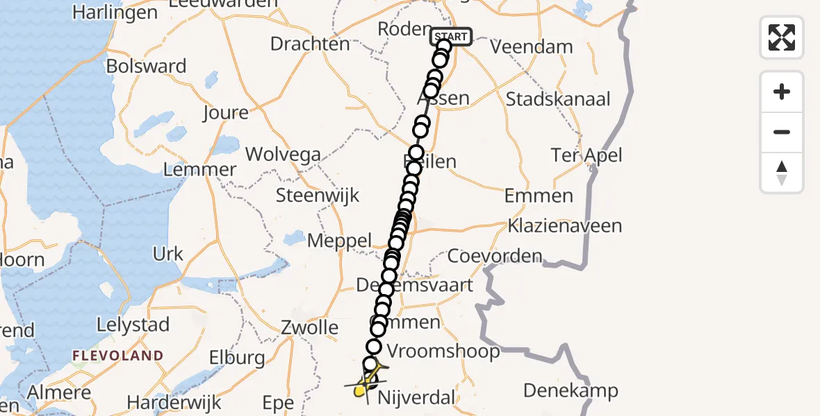Routekaart van de vlucht: Lifeliner 4 naar Raalte, Luchtenburgerweg