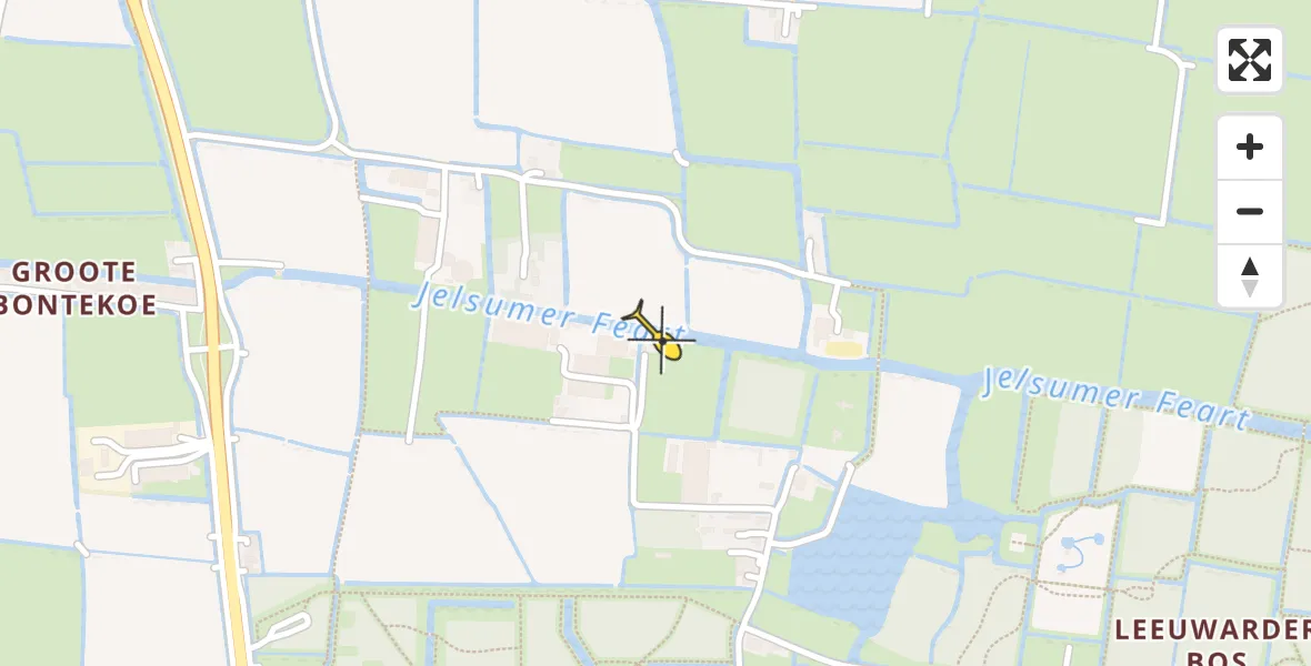 Vluchtroute Ambulancehelikopter van Leeuwarden naar Leeuwarden