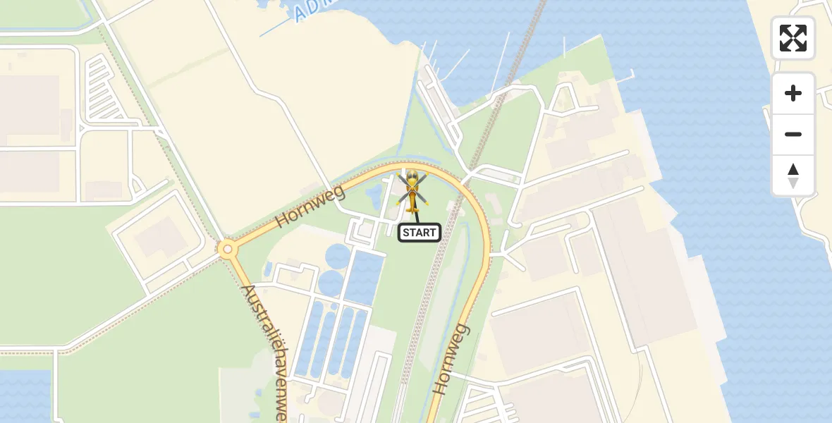Vluchtroute Traumahelikopter van Amsterdam Heliport naar Amsterdam Heliport