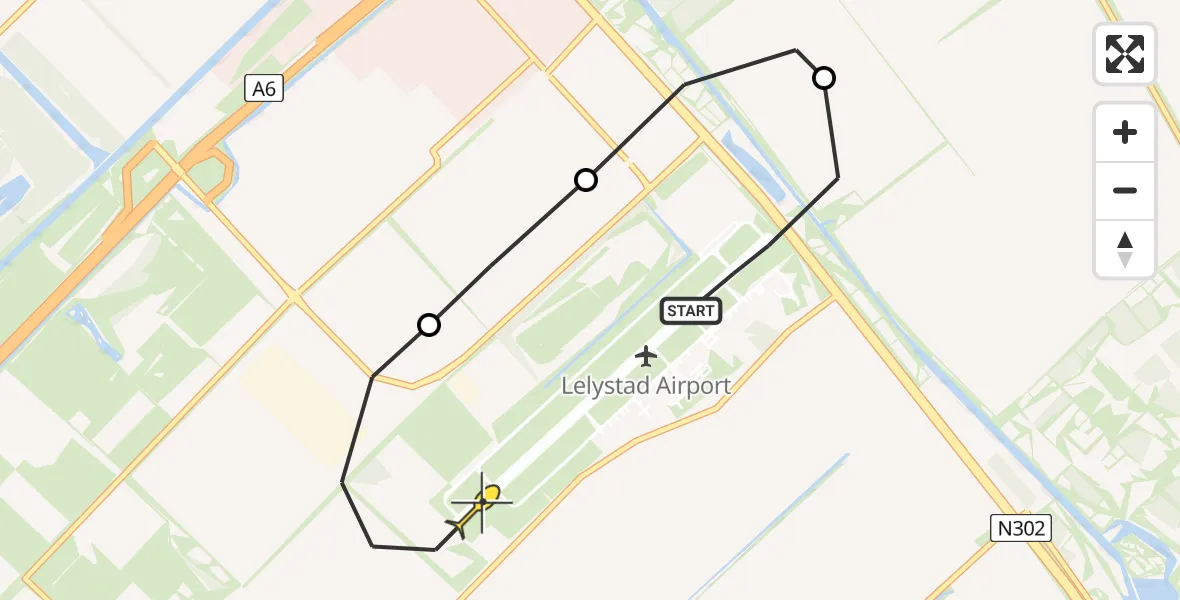 Routekaart van de vlucht: Traumaheli naar Lelystad, Larserweg