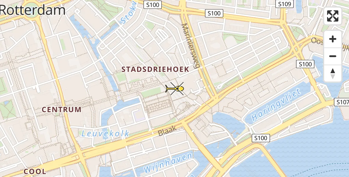 Routekaart van de vlucht: Traumahelikopter naar Rotterdam