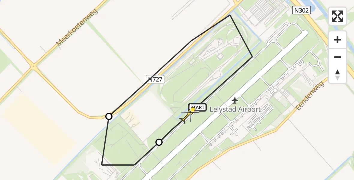 Routekaart van de vlucht: Traumahelikopter naar Lelystad Airport, Anthony Fokkerweg