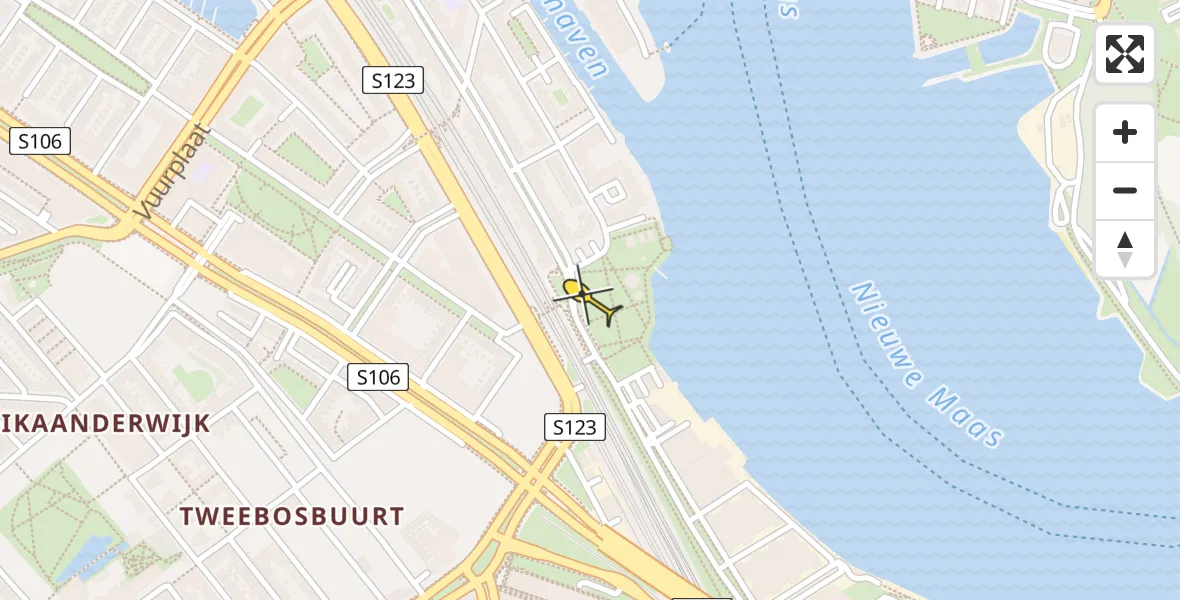 Routekaart van de vlucht: Traumahelikopter naar Rotterdam