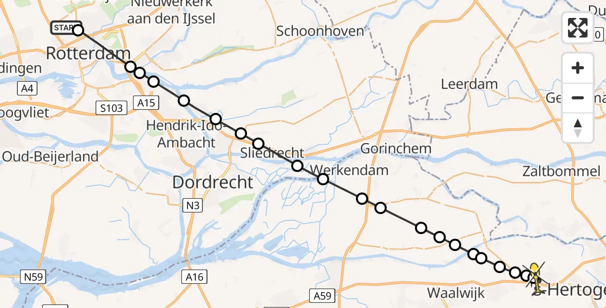 Routekaart van de vlucht: Lifeliner 2 naar Vlijmen, Brigitte van der Werfpad