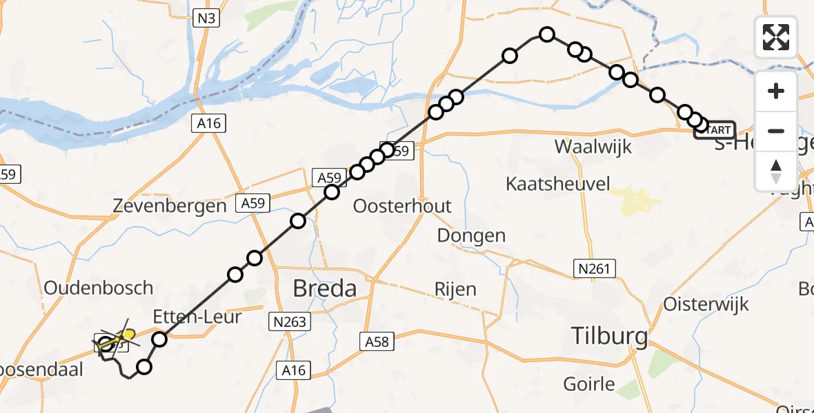 Routekaart van de vlucht: Lifeliner 2 naar Breda International Airport, Abt van Engelenlaan