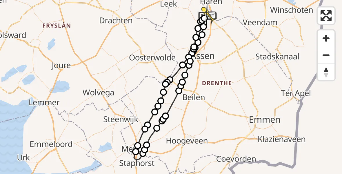 Routekaart van de vlucht: Lifeliner 4 naar Groningen Airport Eelde, Lugtenbergerweg