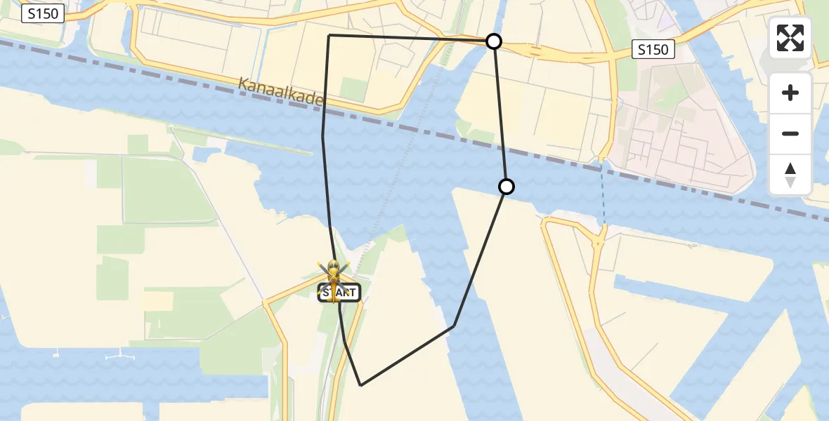 Vluchtroute Traumahelikopter van Amsterdam Heliport naar Amsterdam Heliport