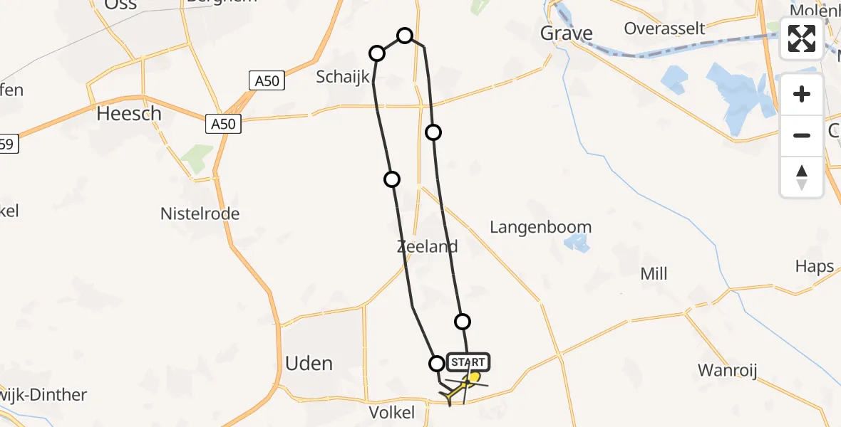 Routekaart van de vlucht: Lifeliner 3 naar Vliegbasis Volkel, Millsebaan