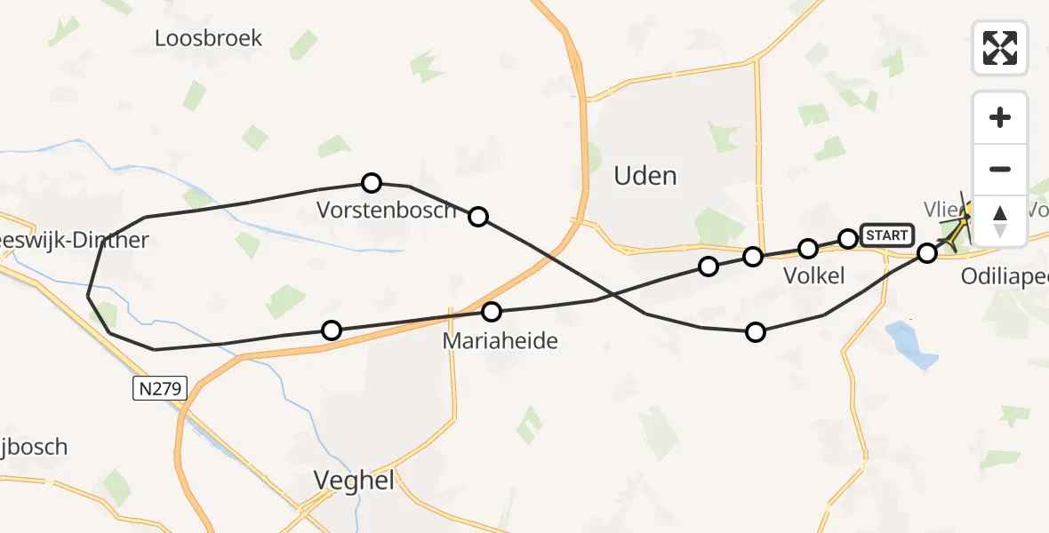 Routekaart van de vlucht: Lifeliner 3 naar Vliegbasis Volkel, Linie