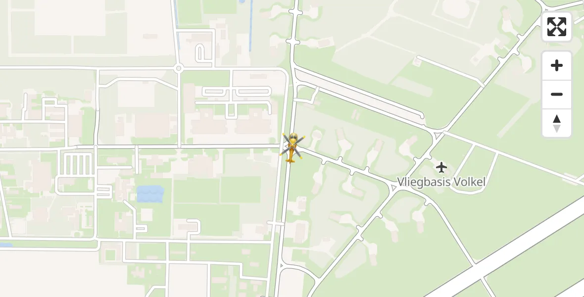 Vluchtroute Traumahelikopter van Vliegbasis Volkel naar Vliegbasis Volkel