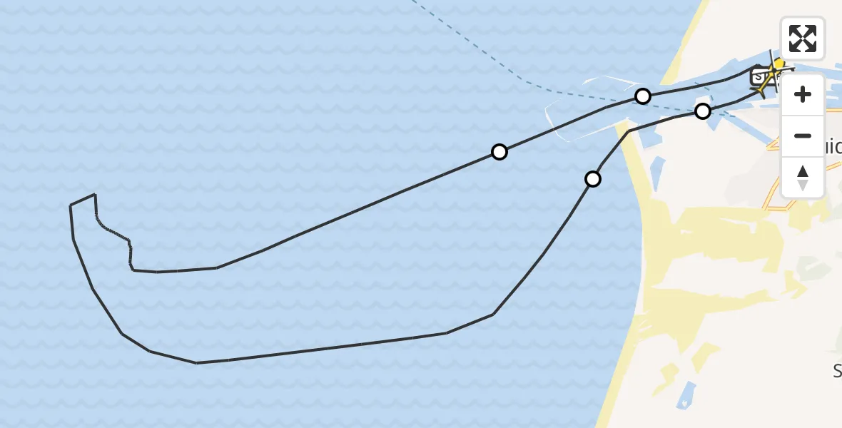 Routekaart van de vlucht: Kustwachthelikopter naar IJmuiden Heliport, Reyndersweg