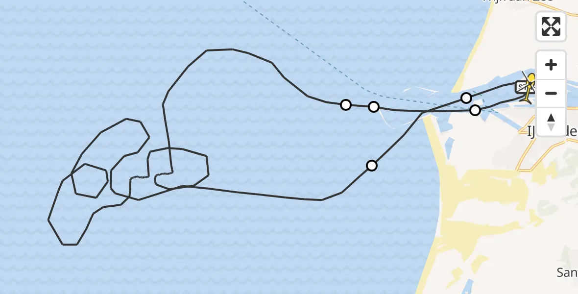 Routekaart van de vlucht: Kustwachthelikopter naar IJmuiden Heliport, Zuidpier