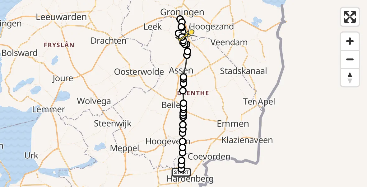 Routekaart van de vlucht: Lifeliner 4 naar Groningen Airport Eelde, Lutterscheiding