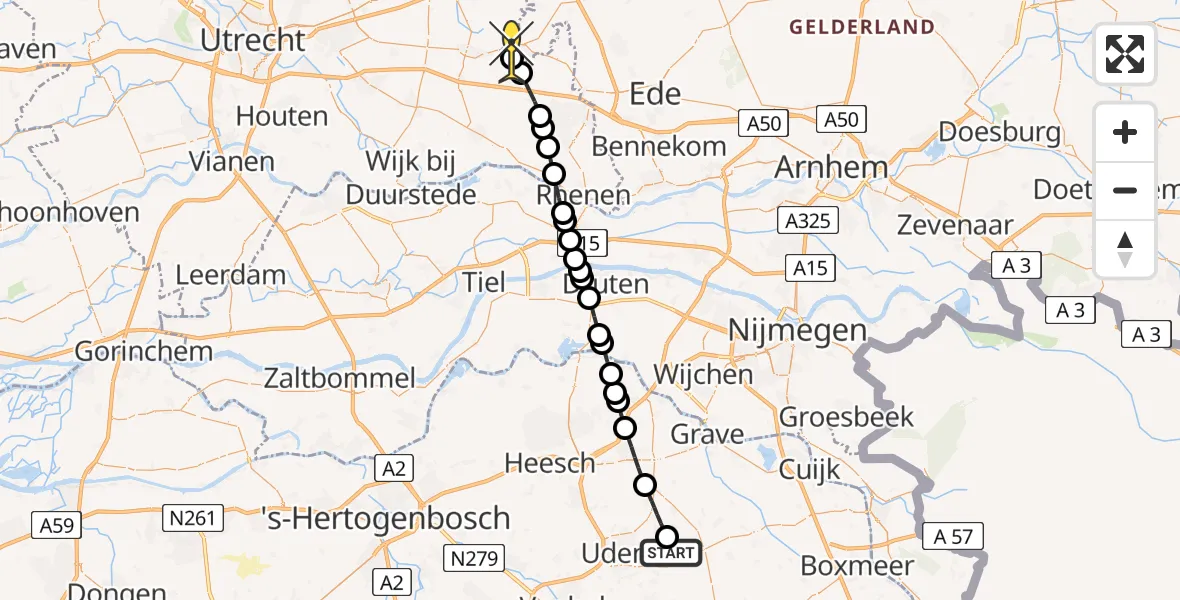 Routekaart van de vlucht: Lifeliner 3 naar Scherpenzeel, Achter-Oventje