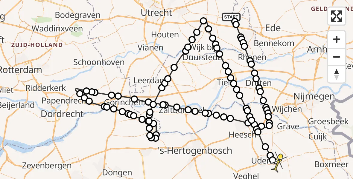 Routekaart van de vlucht: Lifeliner 3 naar Vliegbasis Volkel, Vlieterweg