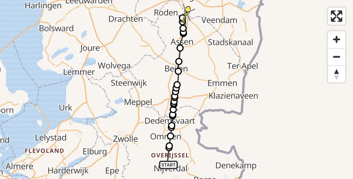 Routekaart van de vlucht: Lifeliner 4 naar Groningen Airport Eelde, Noord Esweg