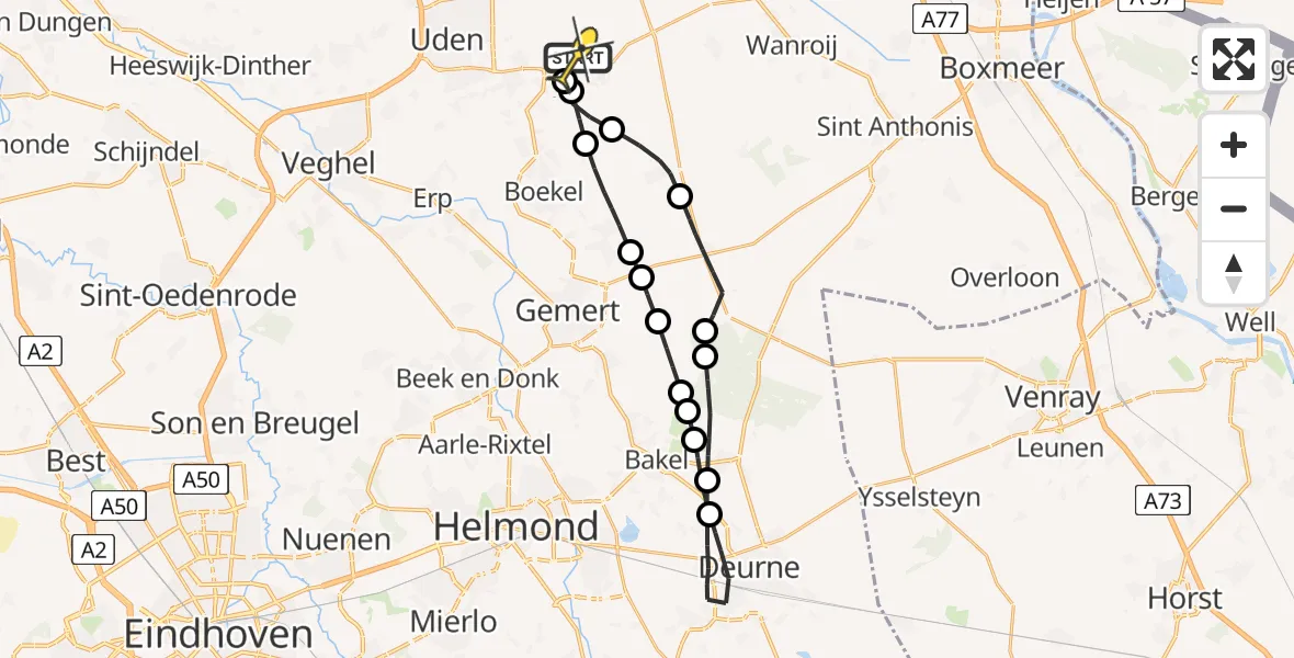 Routekaart van de vlucht: Lifeliner 3 naar Vliegbasis Volkel, Oosterheidestraat