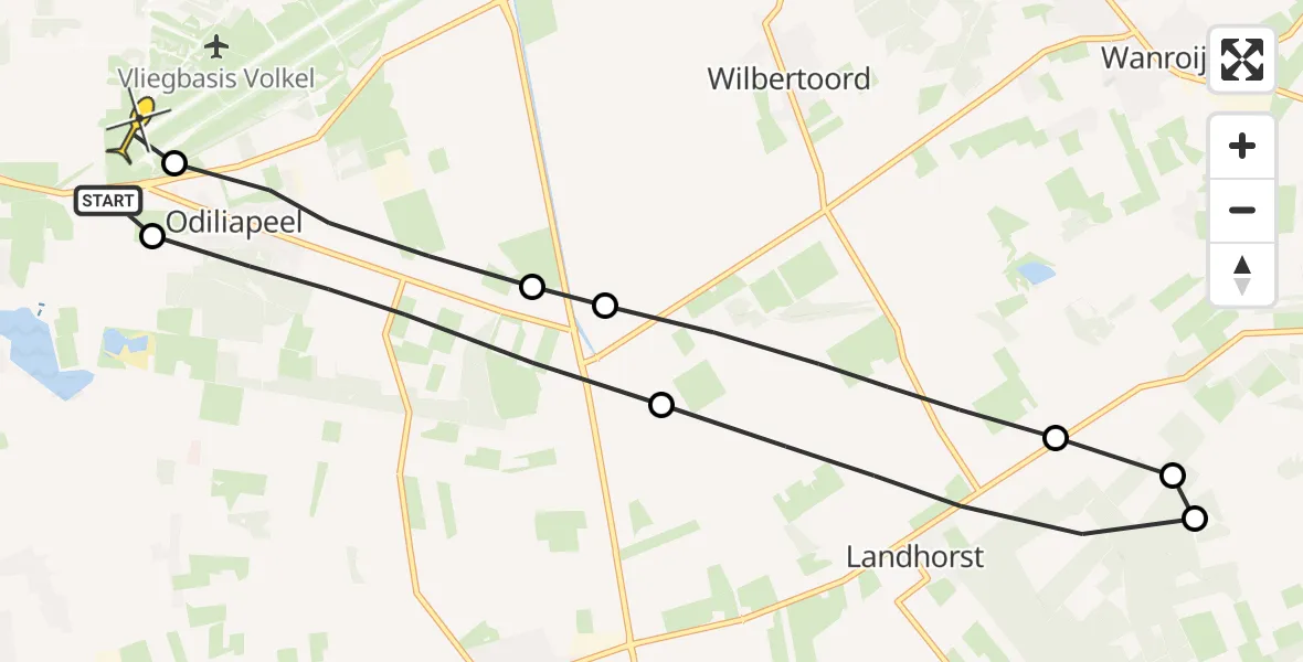 Routekaart van de vlucht: Lifeliner 3 naar Vliegbasis Volkel, Spechtenlaan