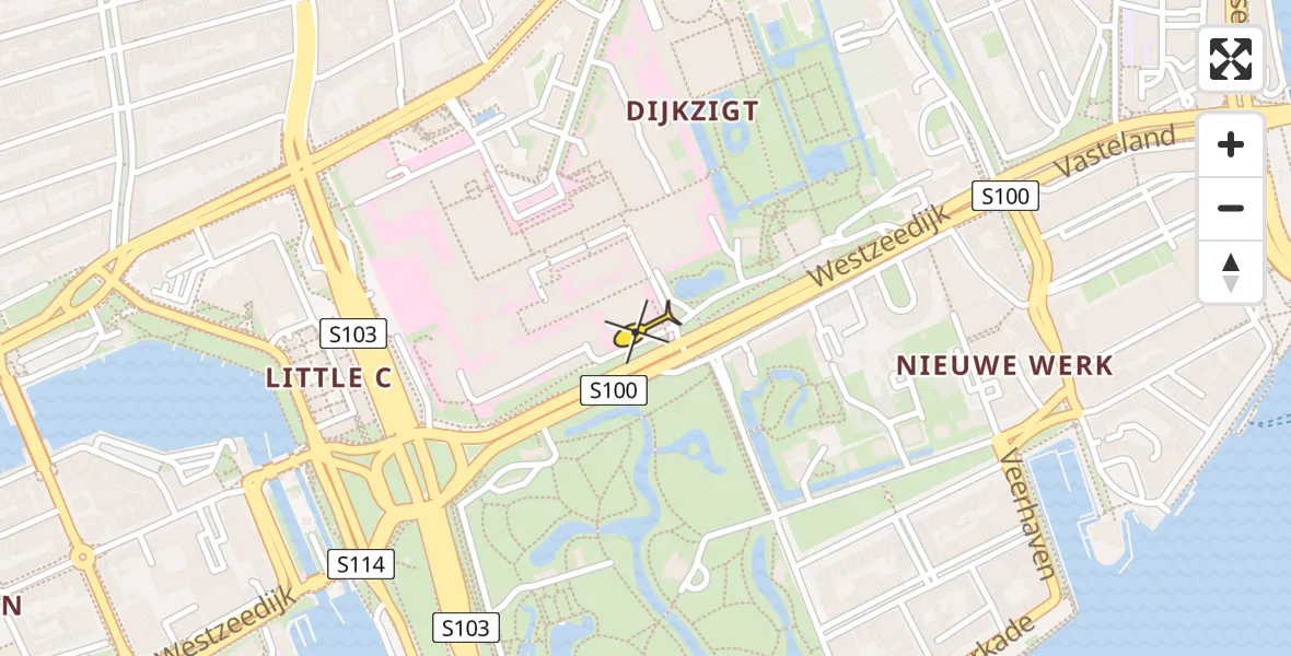 Vluchtroute Traumahelikopter van Erasmus MC naar Erasmus MC