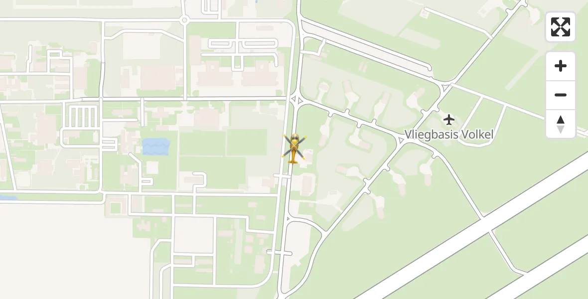 Vluchtroute Traumahelikopter van Vliegbasis Volkel naar Vliegbasis Volkel