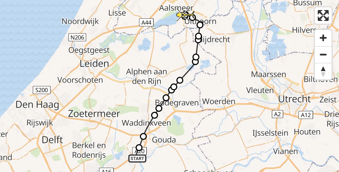 Routekaart van de vlucht: Lifeliner 2 naar Aalsmeer, Derde Tochtweg