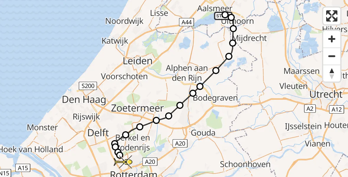 Routekaart van de vlucht: Lifeliner 2 naar Rotterdam The Hague Airport, Koekoek