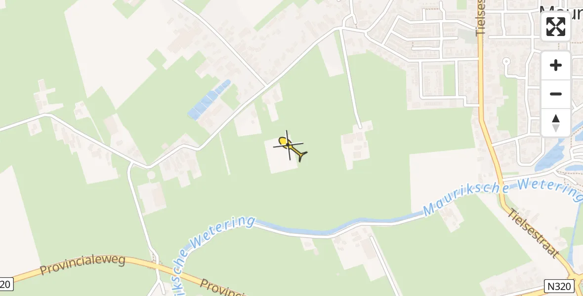 Routekaart van de vlucht: Politiehelikopter naar Maurik