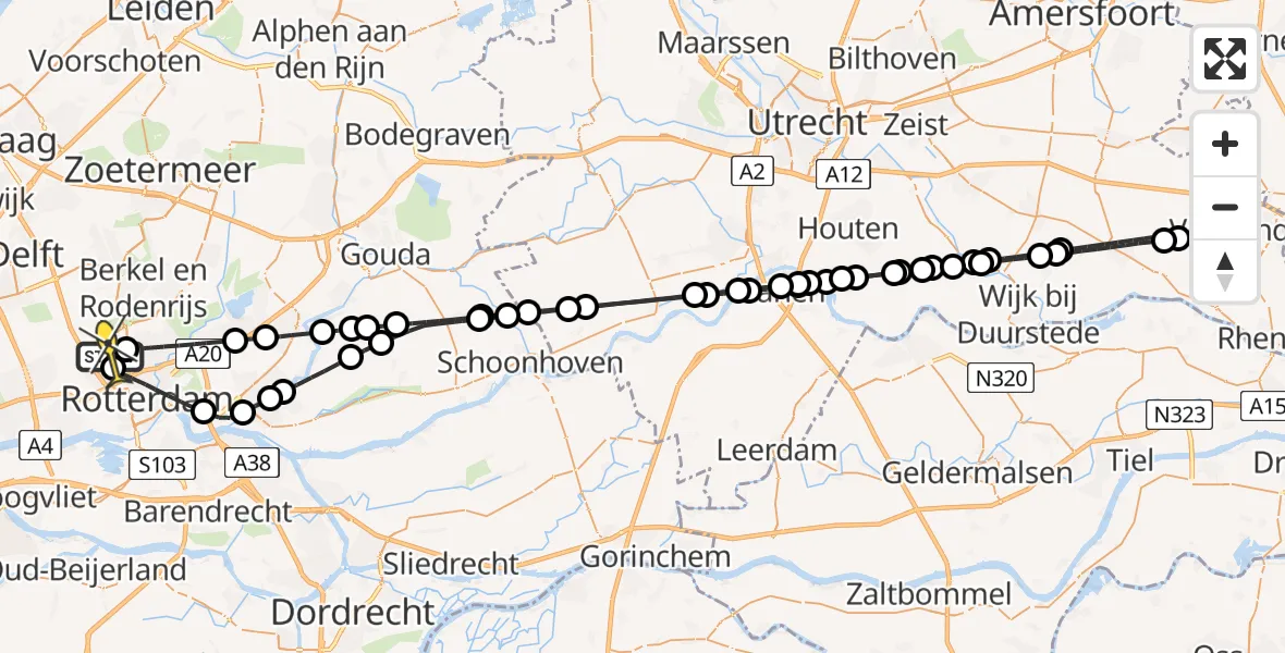 Routekaart van de vlucht: Lifeliner 2 naar Rotterdam The Hague Airport, Brandenburgbaan